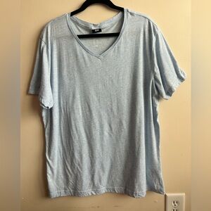 H&M Mens Light Blue V Neck Organic Cotton Blend T-Shirt XL